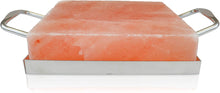 Load image into Gallery viewer, Himalayan Salt Block Cooking Tile with Stainless steel holder 8 " x 8" x 2"