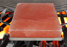 Load image into Gallery viewer, Himalayan Salt Block Cooking Tile with Stainless steel holder 8 " x 8" x 2"