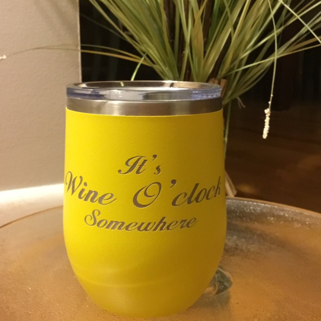 Wine Tumbler - It's Wine O'Clock Somewhere  in Yellow