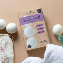 Load image into Gallery viewer, Wool Dryer Balls 6 pack with Laundry Blend Essential oil.
